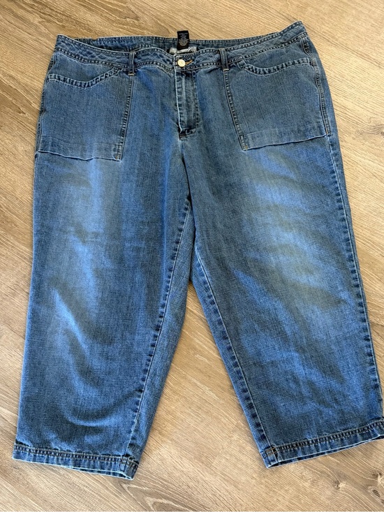 Venezia Jeans Pants - Relaxed Blue Denim Cropped Carpenter Pants Size 24